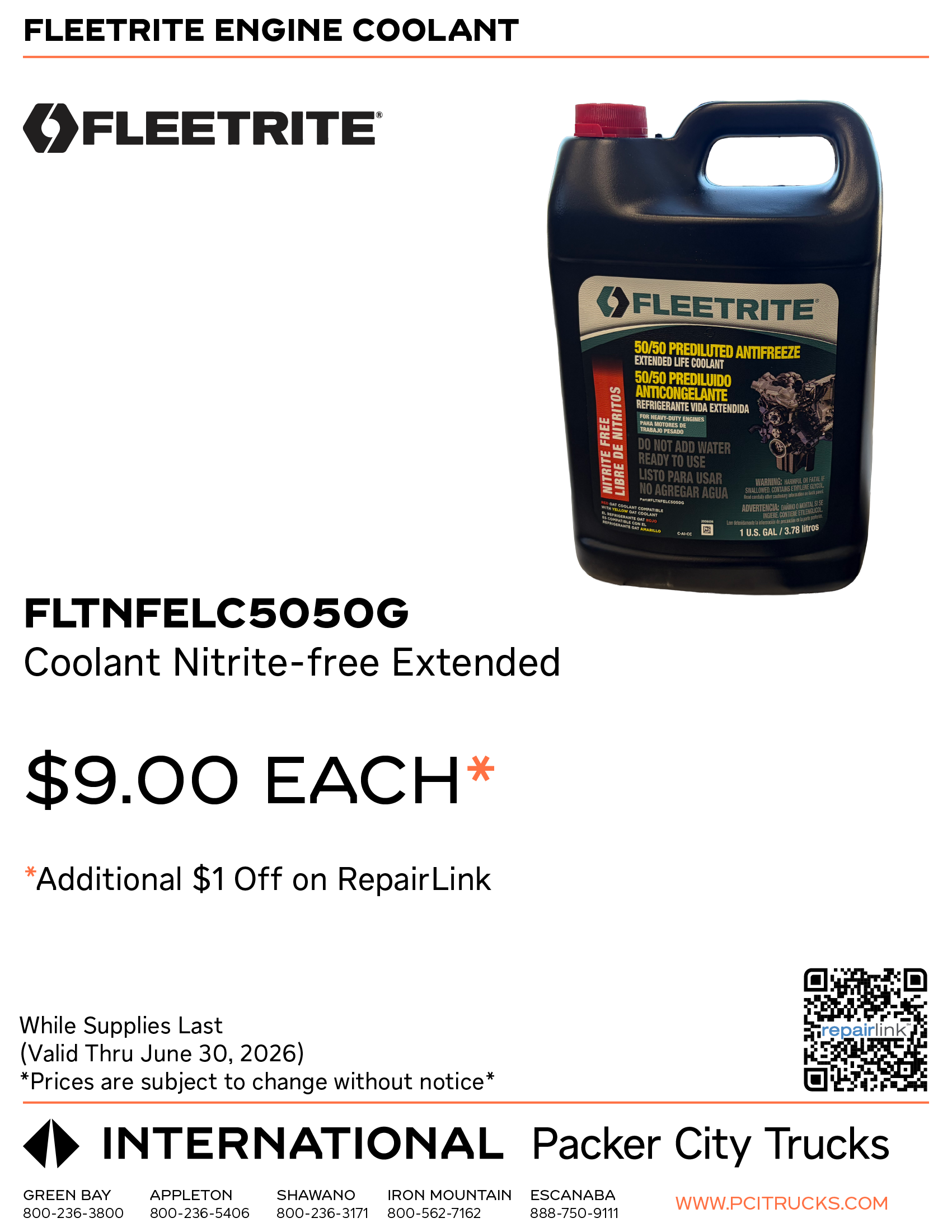 Fleetrite Engine Coolant Parts Special