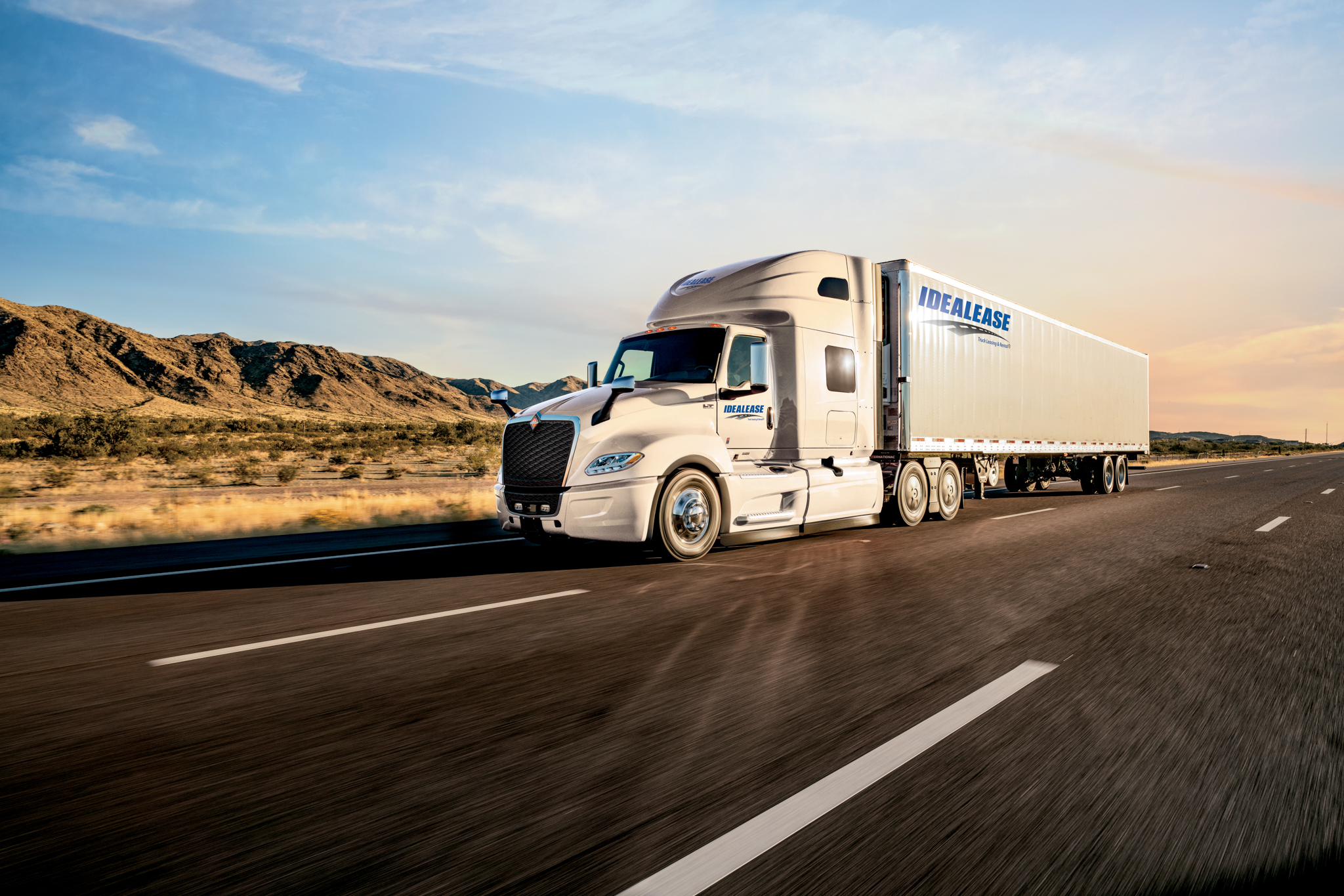 Idealease rental truck on the highway